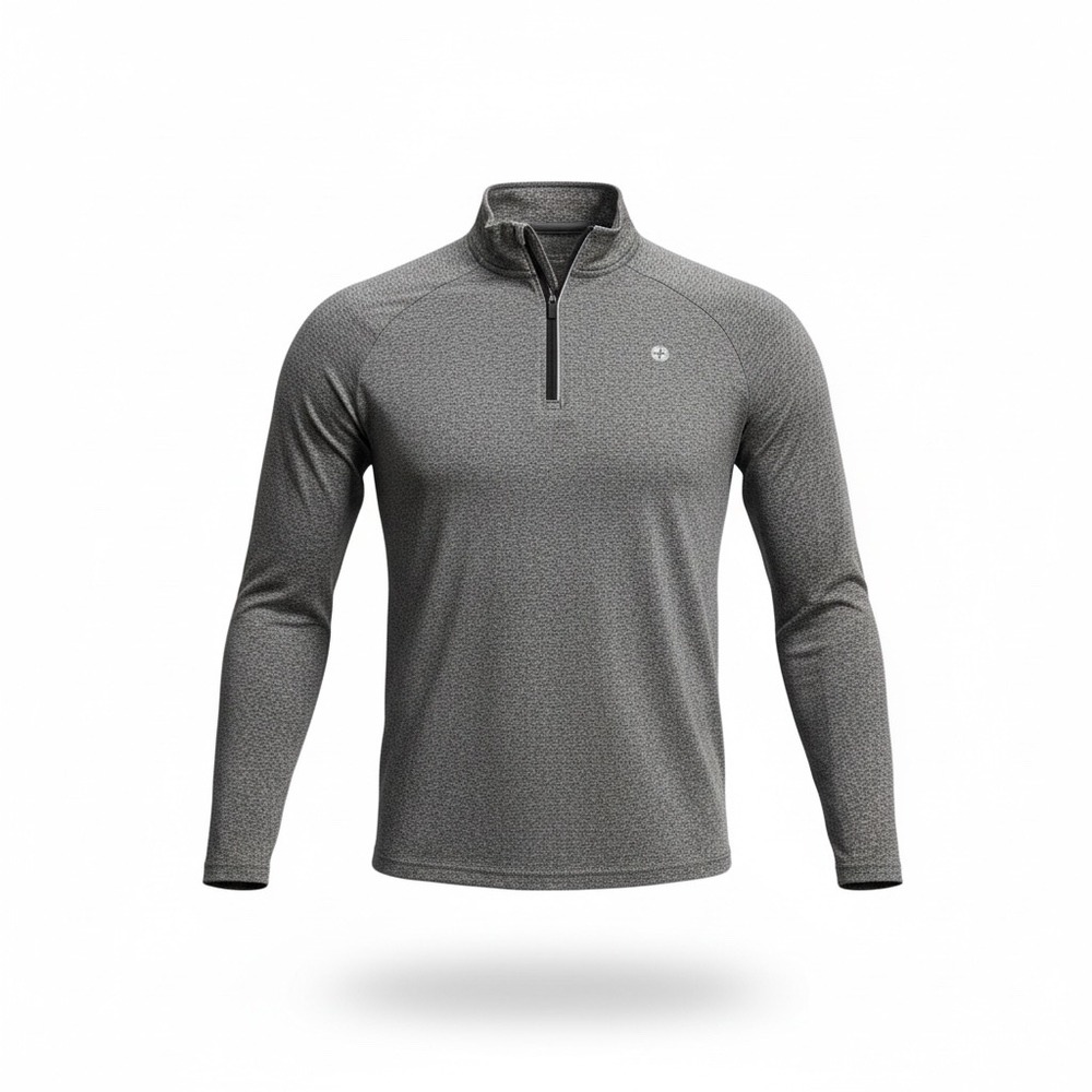 Gym Coffee Mens Heather Gray Quarter Zip Long Sleeve Athletic‎ Pullover Shirt M